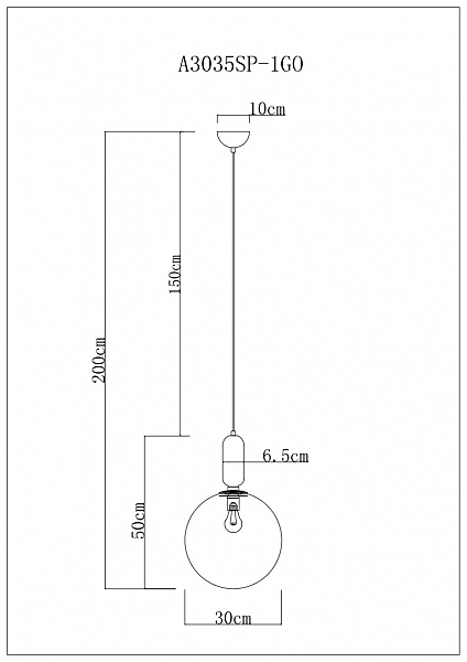 Светильник подвесной Arte Lamp Bolla-Sola A3035SP-1GO