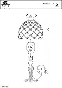 Настольная лампа Arte Lamp RAINDROP A3168LT-1AB