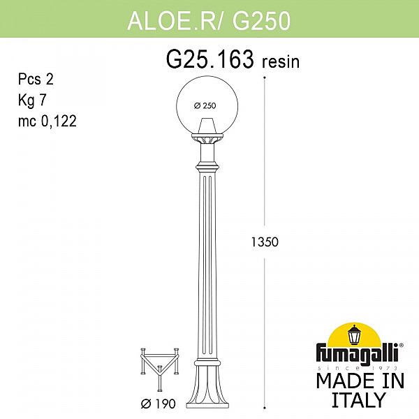Столб фонарный уличный Fumagalli Globe 250 G25.163.000.AXE27