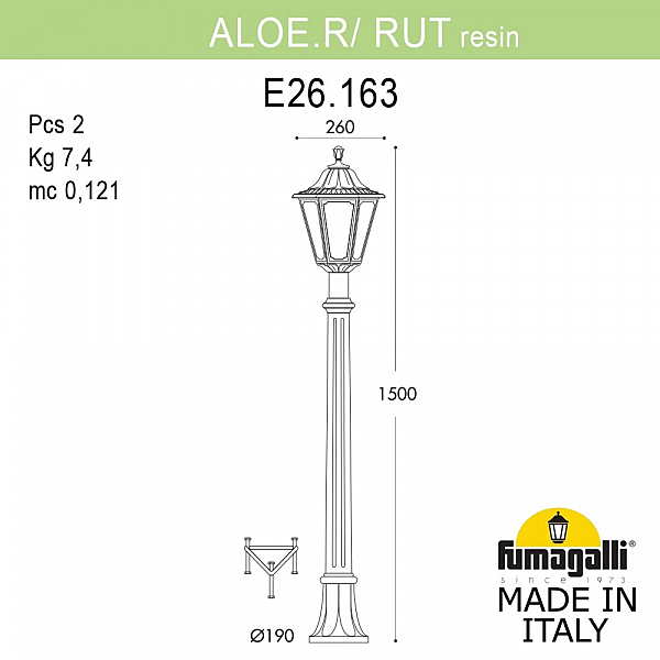 Уличный наземный светильник Fumagalli Rut E26.163.000.AYF1R
