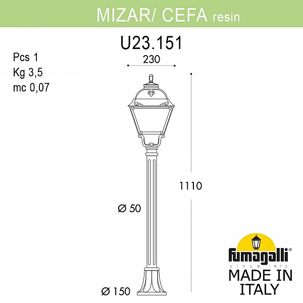 Уличный наземный светильник Fumagalli Cefa U23.151.000.WXF1R