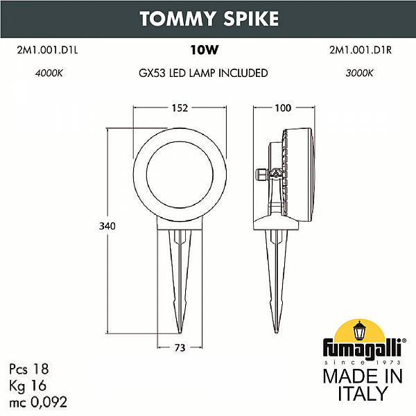Грунтовый светильник Fumagalli Tommy 2M1.001.000.LXD1L