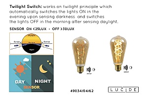 Ретро лампа Lucide Led Twilight Sensor 49034/04/62