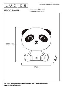 Декоративная лампа Lucide Dodo Panda 71593/03/30