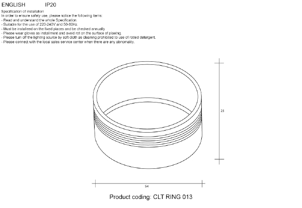 Декоративное кольцо внутреннее Crystal Lux Clt 0.31 CLT RING 013 WH