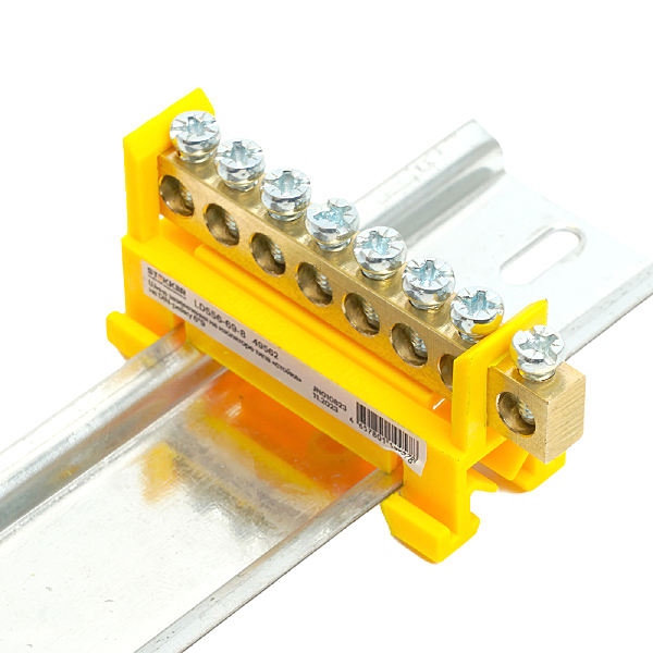 Шина PE на изоляторе 6*9 тип стойка на DIN-рейку 8 выводов Stekker LD556-69-8 49562